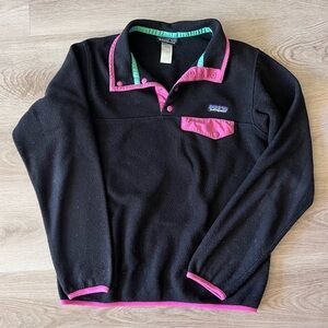 Y2K granola girl Black and Pink Women's vintage Patagonia synchilla fleece